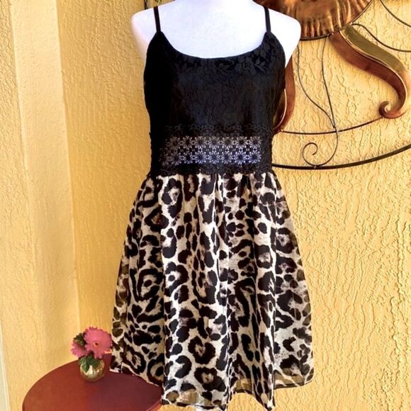 Chic Black and Tan Mini Dress - Picture 6 of 15